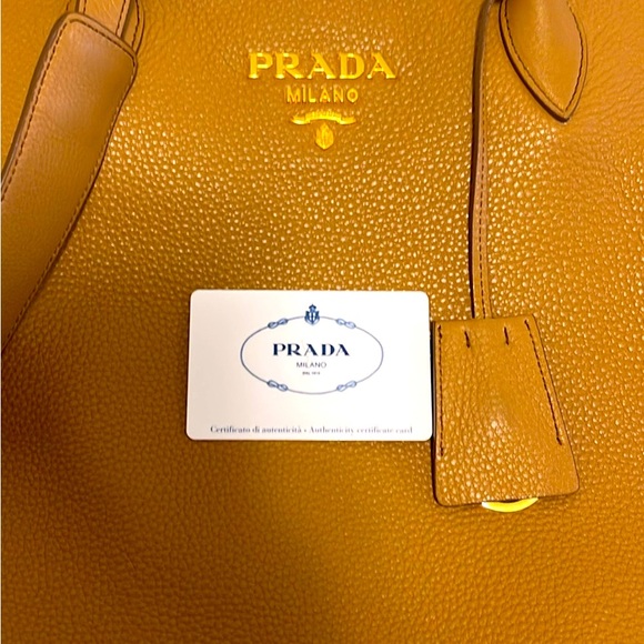 Large caramel Prada Tote genuine leather, gently used, beautiful designer piece! - Picture 1 of 3